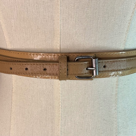 Taupe Patent Leather Dress Belt 80cm/31.5in x 1in wide custom VINTAGE main image 4